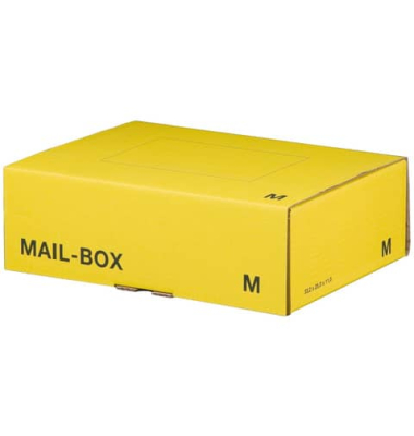 Versandkarton Mail-Box M 821497226920 gelb, bis DIN A4+, innen 330x235x103mm, Pappe