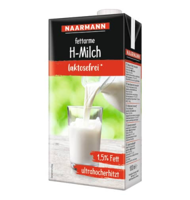 H-Milch 2900, 1,5% Fett, laktosefrei, 12x 1 Liter, im Tetrapack