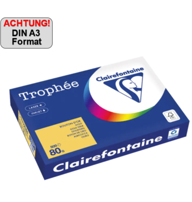 Kopierpapier Trophée Color 1255PC goldgelb A3 80g 