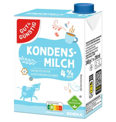 Kondensmilch 4026525008, 4% Fett, 340ml, im Tetrapack
