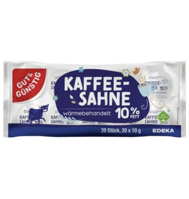 Kaffeesahne 3936221004, 10% Fett, 20x 10ml, in Portionsdose