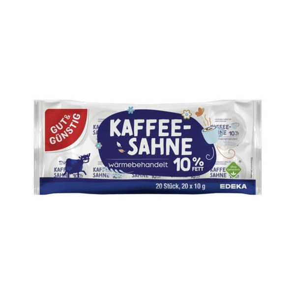 4311596439508 - Kaffeesahne 3936221004 10% Fett 20x 10ml in Portionsdose 4311596439508 Gut & Günstig 200 Gramm