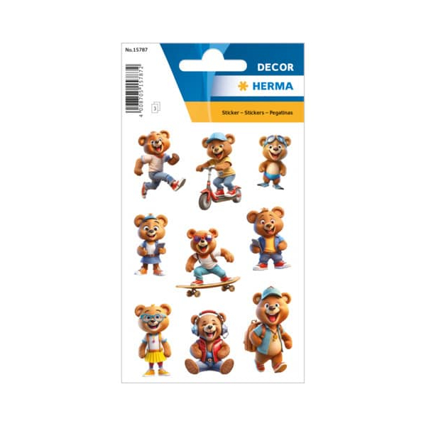 10 Stück Herma Schmucketikett Coole Teddys 4008705157872 Herma 27 Stück