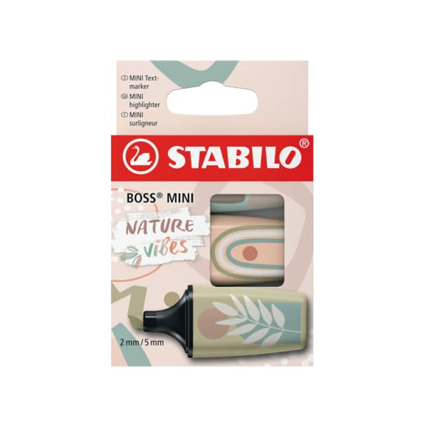 10 Stück Stabilo Textmarker STABILO BOSS MINI Naturevibes, 07/03-72, schlammgrün, 2+5mm  4006381615785 Stabilo 3 Stück