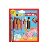 Buntstifte-Set STABILO woody 3 in 1, EO8806-4-1, 6-farbig sortiert, rund, jumbo, Packung