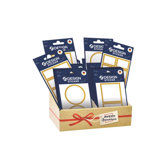 60 Stück AVERY Zweckform Sticker Gold-Rahmen weiß gold  AVERY Zweckform 60 Stück