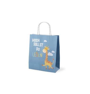 Geschenktasche 991383 F&uuml;r Dich, Geburtstag, mit Tragekordel, Giraffe, 20cm x 24cm