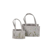 Einkaufstasche 660254000707, außen 13x7x8cm, Filz, braun, Blumen