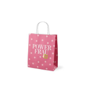 Geschenktasche 991712 F&uuml;r Dich, allgemein, mit Tragekordel, &bdquo;POWER FRAU&ldquo; / Punkte, 20cm x 24cm