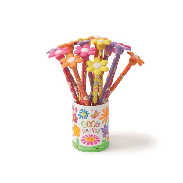 16 Stück Trendhaus Bleistift Blume, 964762, Härte weich, bunt, mit Radiergummi 4032722964762 Trendhaus