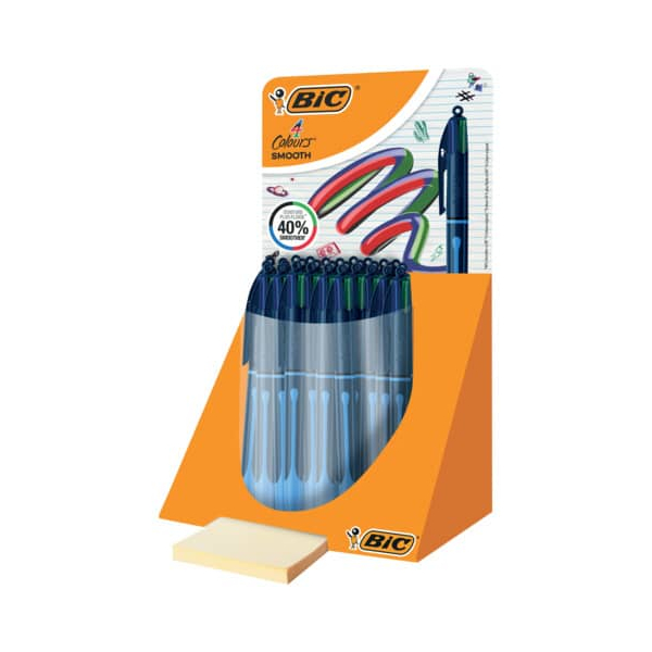 30 Stück Bic Vierfarbkugelschreiber Drop 524096, blau / schwarz / rot / grün, 0,4mm, nachfüllbar  Bic