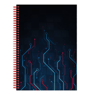 Notizbuch 46830, Network, schwarz, A5, sortiert, 70g, 100 Blatt / 200 Seiten