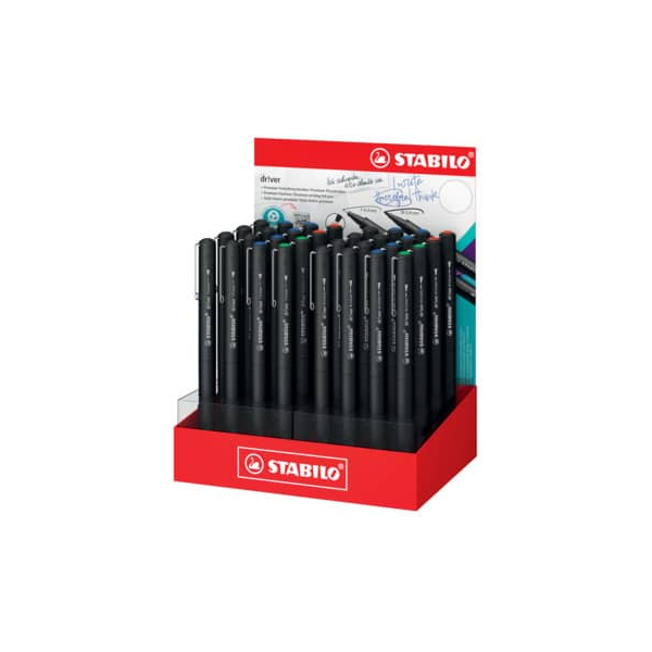 32 Stück Stabilo Fineliner-Set dr!ver, 1088-1089/32-1, schwarz (Schreibfarbe: 4-farbig sortiert), 16x F+16x M  Stabilo