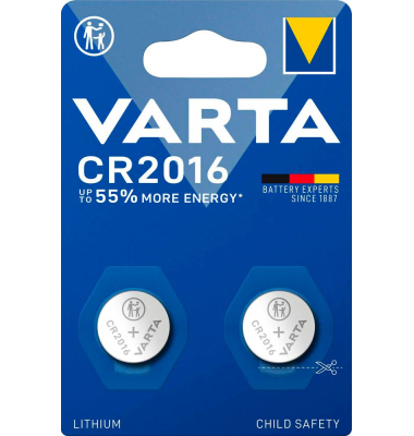 2 VARTA Knopfzelle CR2016 3,0 V