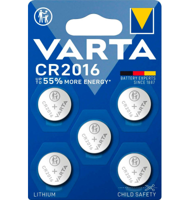 5 VARTA Knopfzelle CR2016 3,0 V