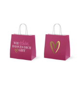 Geschenktasche 992713 F&uuml;r Dich, allgemein, mit Tragekordel, &bdquo;Wie sch&ouml;n, dass es dich gibt&ldquo; / Herz, 15cm x 15cm
