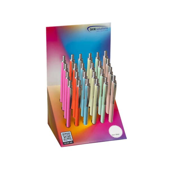 24 Stück SKW Kugelschreiber Neon Mix silber Top 4038241644369 SKW