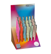 Kugelschreiber Neon Mix silber Flat