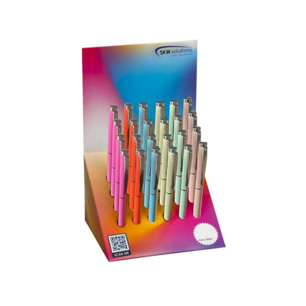 24 Stück SKW Kugelschreiber Neon Mix silber Flat 4038241644383 SKW