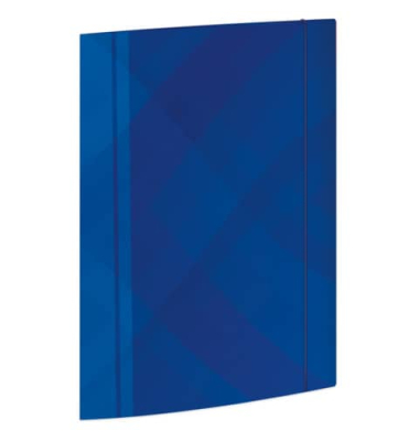Gummizugmappe 46339, A4 blau Karton 350g, mit 3 Einschlagklappen