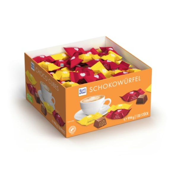 4000417676108 - Ritter Sport Schokowürfel 2 Sorten (Schoko Crisp Mousse au Chocolat) 130 Stück 994g