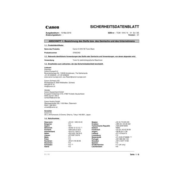 4549292145793 - C-EXV 59 - Schwarz - Original - Tonerpatrone - für imageRUNNER 2625i 2630i 2645i (3760C002)