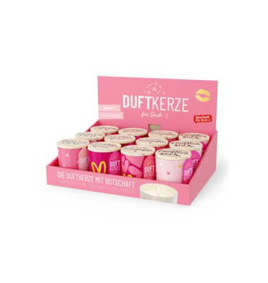 Duftkerze 651710 Herzen pink 7x8,5cm ca. 30 Stunden Brenndauer