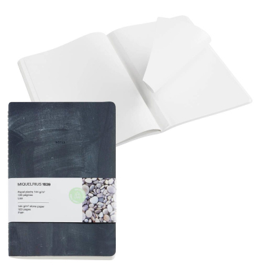 Notizbuch A821990, Stone Paper, schwarz, 14,2x20,5cm, blanko, 144g, 50 Blatt / 100 Seiten