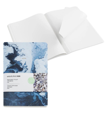 Notizbuch A822037, Stone Paper, blau, 14,2x20,5cm, blanko, 144g, 50 Blatt / 100 Seiten