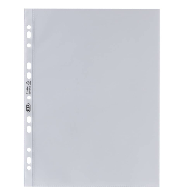 Prospekth&uuml;llen Premium 100460990 dokumentenecht, mit Lochrandverst&auml;rkung, A4 glasklar glatt, oben offen, 0,12mm