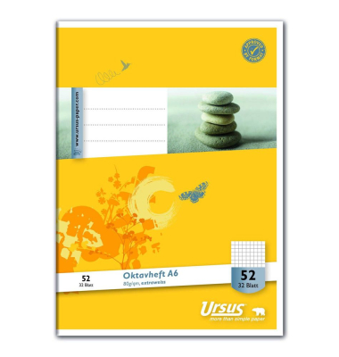 Schulheft 040632052 / Lineatur 52, A6, 80g, gelb