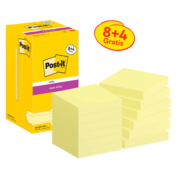 4064035072643 - Super Sticky Post-it 654-SSCY-P8+4 8 Blöcke 90 Blatt je Block je 76 x 76 mm PEFC-zertifiziert cellophanfrei verpackt gelb + 4 Blöcke gratis 4064035072643 - Super Sticky Post-it 654-SSCY-P8+4 8 Blöcke 90 Blatt je Block je 76 x 76 mm PEFC-zertifiziert cellophanfrei verpackt gelb + 4 Blöcke gratis
