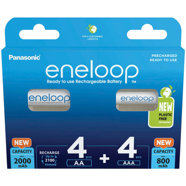 5410853064879 - eneloop BK-KJMCDE44E - Battery - (4 AA batteries 4 AAA batteries) 8 x AA   AAA - NiMH - ( rechargeable )