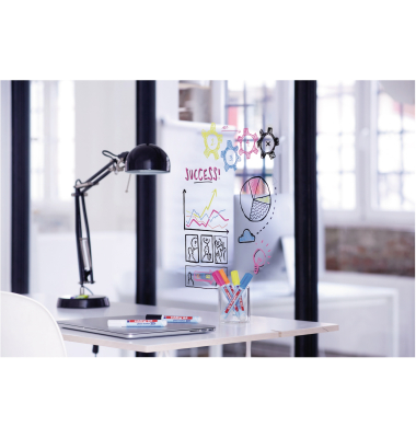  Glasboardmarker 95, 4-95-4-1, weiß, gelb, pink, hellblau, 1,5-3mm Rundspitze