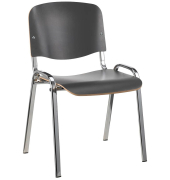 Besucherstuhl Iso Wood, anthrazit / chrom, ohne Armlehnen, 4-Fuß-Gestell
