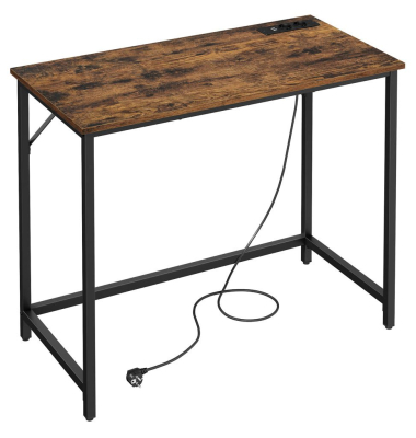 Schreibtisch, 76cm (H), 100x50cm (BxT), rechteckig, braun / schwarz