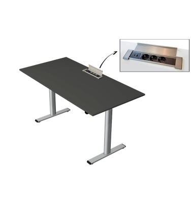 Schreibtisch Move Base plus, elektrisch höhenverstellbar, 73-123cm (H), 160x80cm (BxT), rechteckig, anthrazit / silber