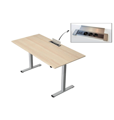 Schreibtisch Move Base plus, elektrisch höhenverstellbar, 73-123cm (H), 160x80cm (BxT), rechteckig, ahorn / silber