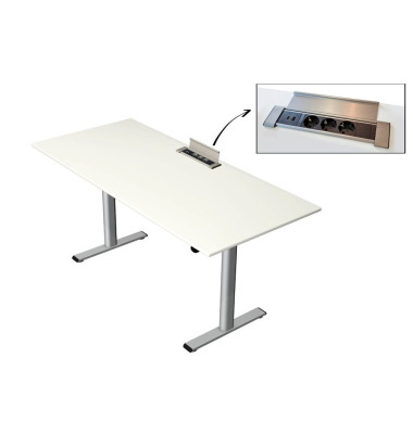Schreibtisch Move Base plus, elektrisch höhenverstellbar, 73-123cm (H), 180x80cm (BxT), rechteckig, weiß / silber