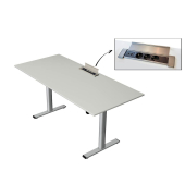 Schreibtisch Move Base plus, elektrisch höhenverstellbar, 73-123cm (H), 180x80cm (BxT), rechteckig, lichtgrau / silber