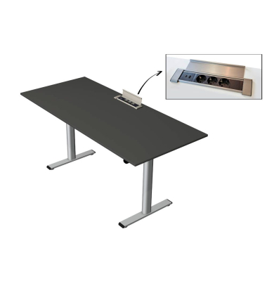 Schreibtisch Move Base plus, elektrisch höhenverstellbar, 73-123cm (H), 180x80cm (BxT), rechteckig, anthrazit / silber