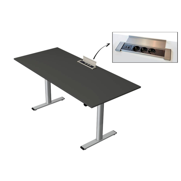 4044917451209 - Schreibtisch Move Base plus 10420713 elektrisch höhenverstellbar 73-123cm (H) 180x80cm (BxT) rechteckig anthrazit   silber 