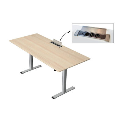 Schreibtisch Move Base plus, elektrisch höhenverstellbar, 73-123cm (H), 180x80cm (BxT), rechteckig, ahorn / silber