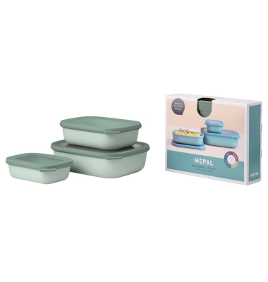 Frischhaltedose Cirqula 7 cm hoch grün nordic sage im SET 0,5/1,0/2,0 Liter BPA Frei