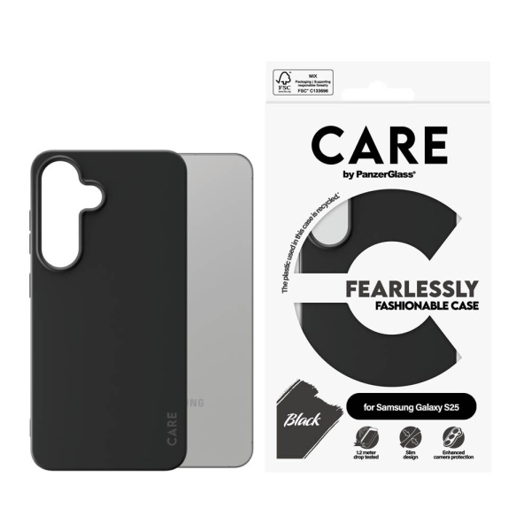 5715685016271 - FEARLESSLY FASHIONABLE Handy-Cover für SAMSUNG Galaxy S25 schwarz 5715685016271 CARE by PanzerGlass