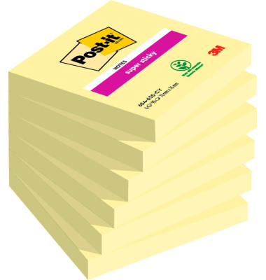 Haftnotizen 654-6SSCY-EU, Super Sticky Notes, 76x76mm, gelb, quadratisch