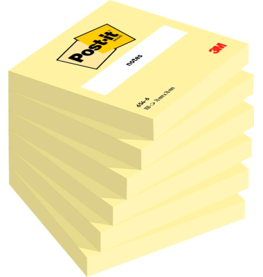 Haftnotizen 654-6, Notes 654, 76x76mm, gelb, quadratisch