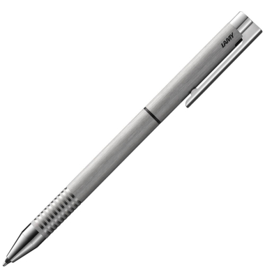 Kugelschreiber logo twin pen Multifunktionsstift silber, Schreibfarbe: schwarz