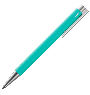 Kugelschreiber logo M+ türkis, Schreibfarbe: schwarz