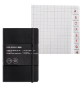 Notizbuch A042090, Leather, schwarz, kariert, 70,g